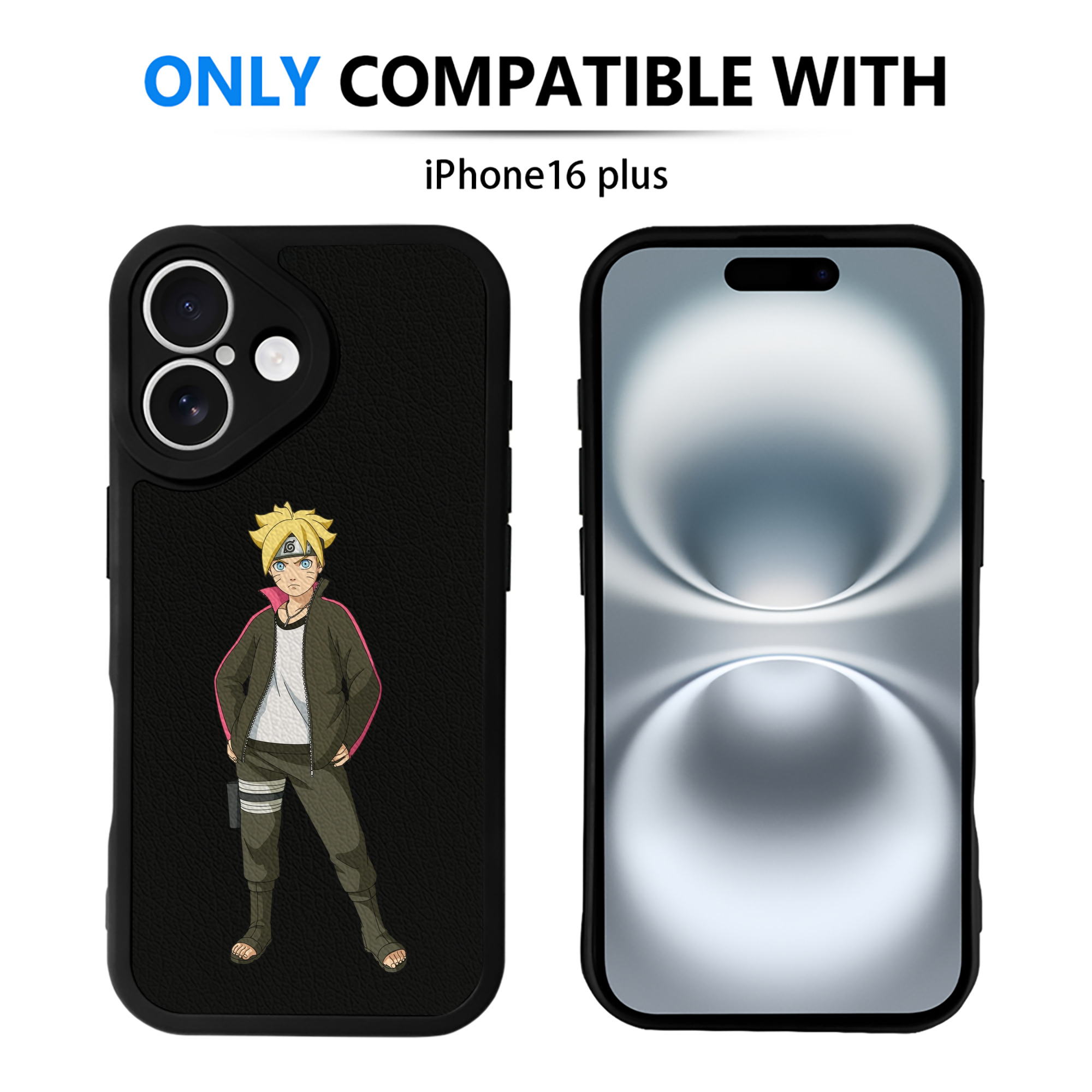 （画像用） NARUTO -ナルト- うずまき ボルト Uzumaki Boruto 【iPhone 16シリーズ対応】シリコンスマホケース（レザー調） 材質：シリコン